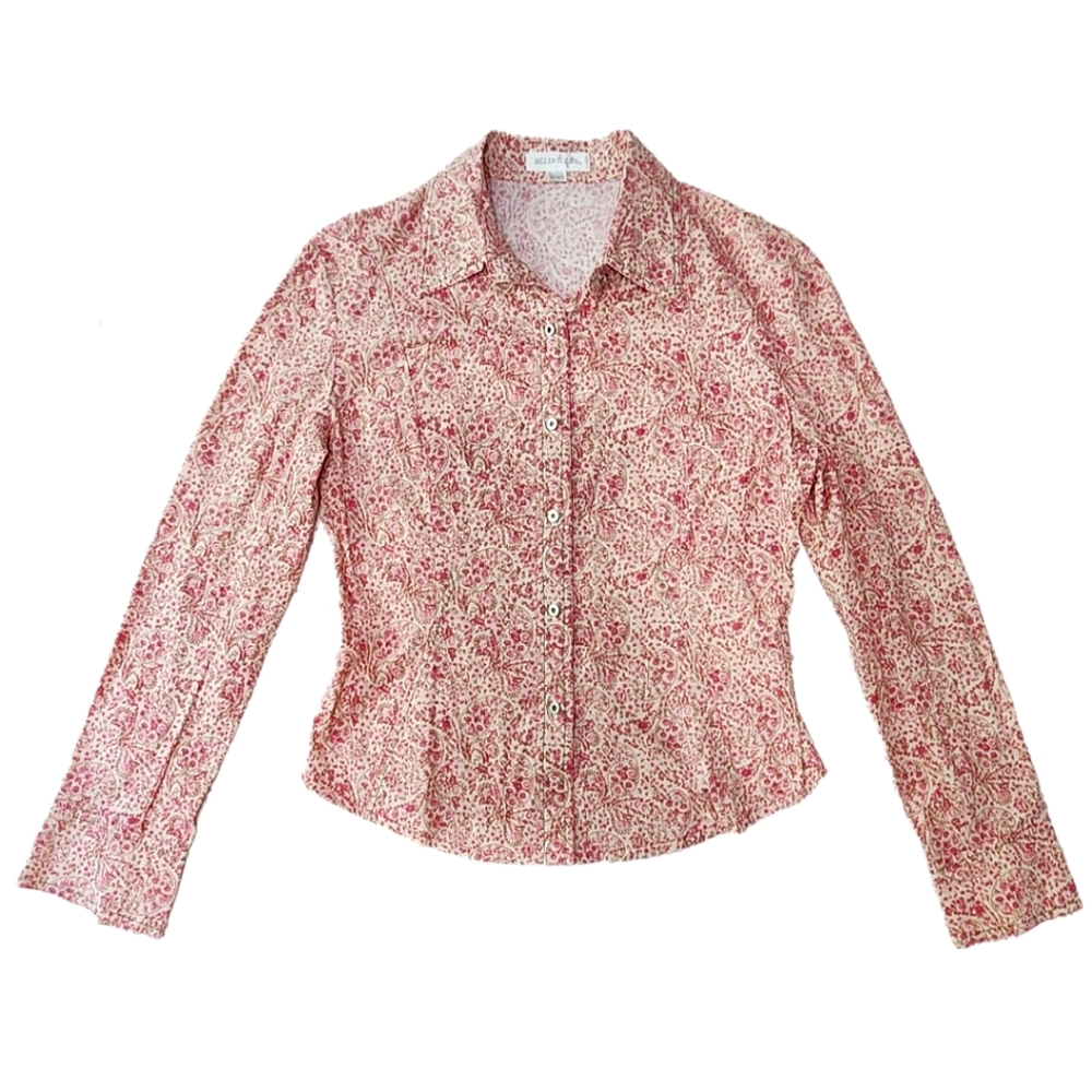Long Sleeve Collared Button Down paisley Shirt